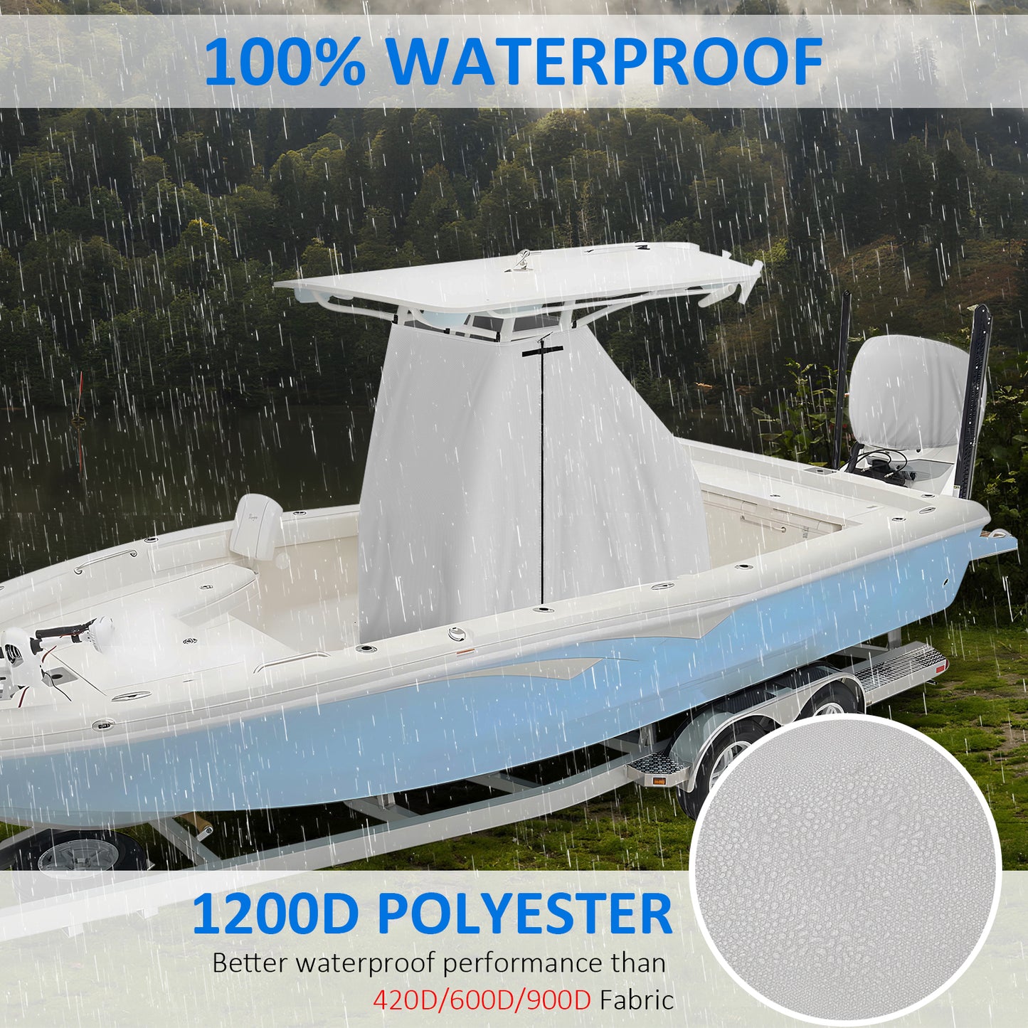 Yexcend T-Top Center Console Boat Cover, Heavy Duty 1200D Waterproof T Top Console Cover with Motor Cover, UV Resistant Polyester T-Top Boat Cover, Gray