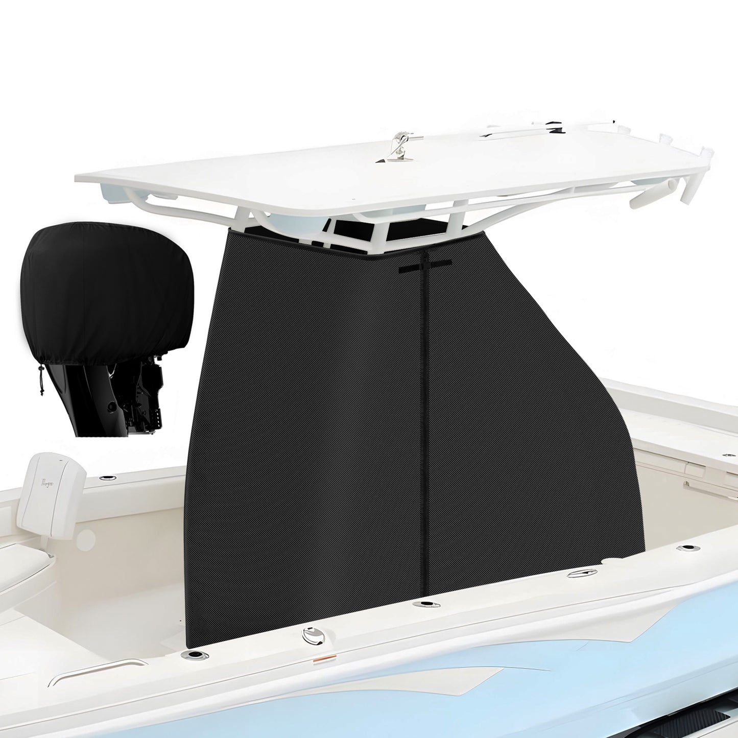 Yexcend T-Top Center Console Boat Cover, Heavy Duty 600D Waterproof T Top Console Cover with Motor Cover, UV Resistant Polyester T-Top Boat Cover, Gray