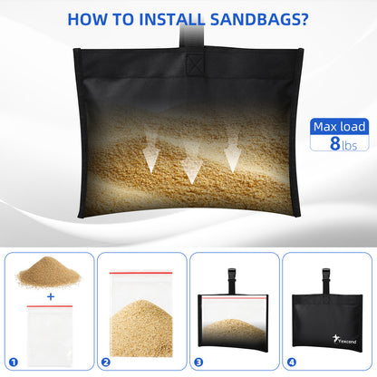 Boat Cover Sand Bag Mooring Kit, 600D Marine Grade Polyester Canvas with Tarp Clip Accessories