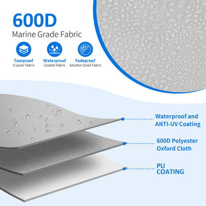 Yexcend T-Top Center Console Boat Cover, Heavy Duty 600D Waterproof T Top Console Cover with Motor Cover, UV Resistant Polyester T-Top Boat Cover, Gray