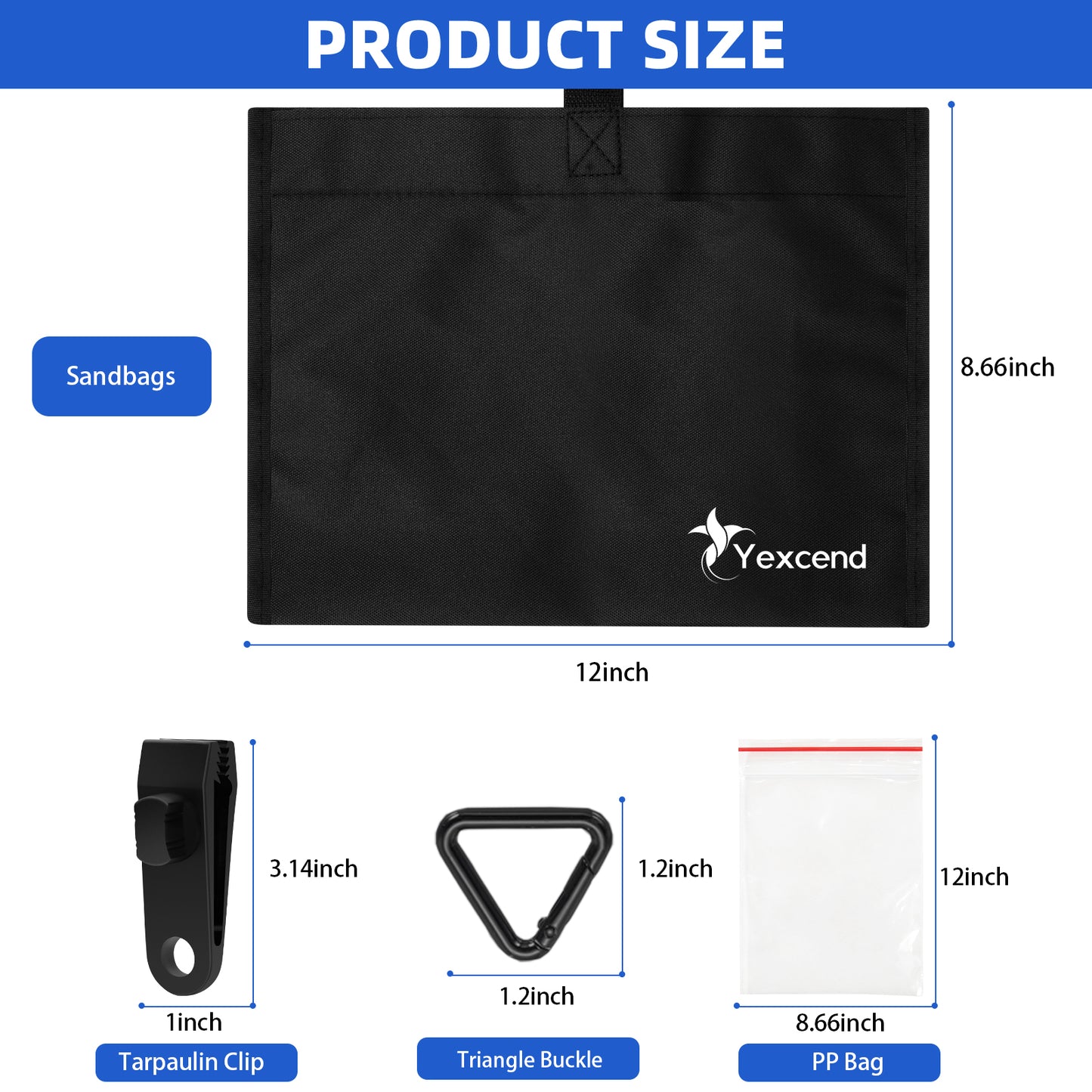 Boat Cover Sand Bag Mooring Kit, 600D Marine Grade Polyester Canvas with Tarp Clip Accessories